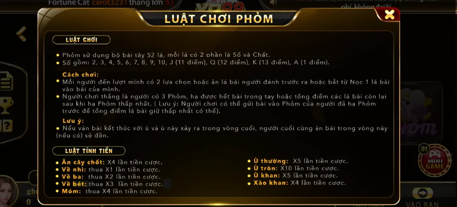 Hướng dẫn luật chơi bài Phỏm tại Yo88