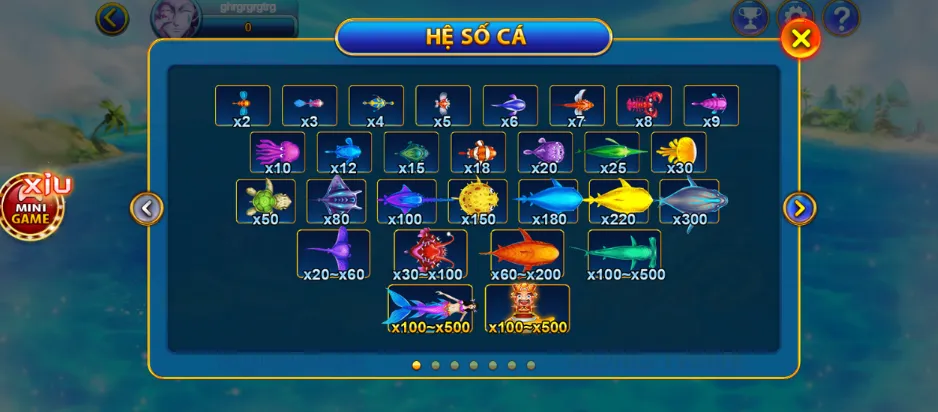 Hệ số cá tại game cược Bắn Cá Yo88